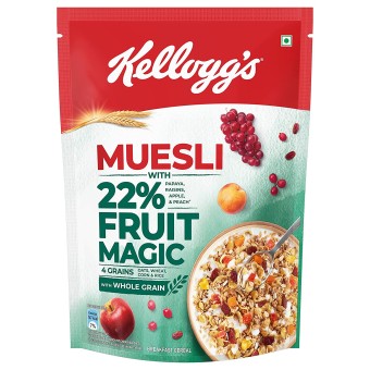 Kellogg's Muesli 22% Fruit Magic 500gm | Nutritious Grains & Dried Fruits, 4 Grains, High in Iron, Vitamins B1, B2, B3, B6, C, Folate and Fibre, Multigrain Breakfast Cereal