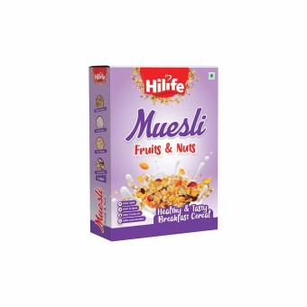 Hilife Muesli Fruits And Nuts 400g | Wholegrain Breakfast Cereals with Dry Fruits, and Nuts, High in Omega 3, Gluten Free and Flax Seeds | Healthy Breakfast Cereals | Granola | Gluten Free | Antioxidant Rich | Healthy Food for Breakfast | Protein